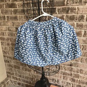 Crewcuts Girls Skirt Medium Bluish Gray White Hearts Stretch Waist Pocke…